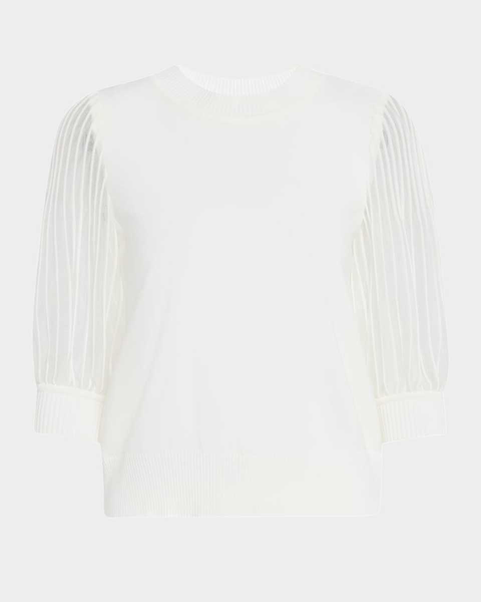 Heritage Fit Sheer Puff-Sleeve Knit Top